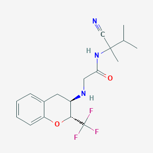 B2662482 N-(2-Cyano-3-methylbutan-2-yl)-2-[[(2R,3R)-2-(trifluoromethyl)-3,4-dihydro-2H-chromen-3-yl]amino]acetamide CAS No. 2248618-46-2