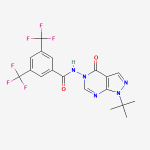 molecular formula C18H15F6N5O2 B2662513 N-(1-(tert-butyl)-4-oxo-1H-pyrazolo[3,4-d]pyrimidin-5(4H)-yl)-3,5-bis(trifluoromethyl)benzamide CAS No. 899945-37-0