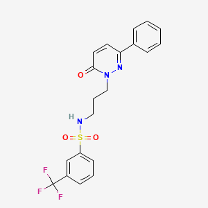 molecular formula C20H18F3N3O3S B2662536 N-(3-(6-oxo-3-phenylpyridazin-1(6H)-yl)propyl)-3-(trifluoromethyl)benzenesulfonamide CAS No. 1021075-77-3