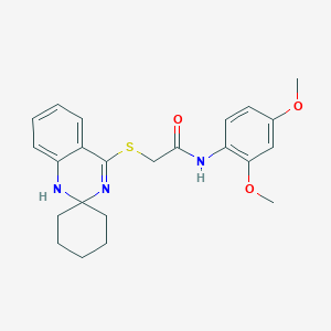 molecular formula C23H27N3O3S B2662550 N-(2,4-dimethoxyphenyl)-2-{1'H-spiro[cyclohexane-1,2'-quinazoline]sulfanyl}acetamide CAS No. 893786-82-8