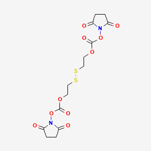 molecular formula C14H16N2O10S2 B2662581 NHS-PEG1-SS-PEG1-NHS 