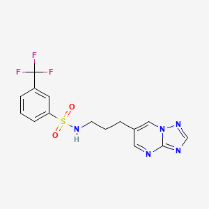 molecular formula C15H14F3N5O2S B2662616 N-(3-([1,2,4]triazolo[1,5-a]pyrimidin-6-yl)propyl)-3-(trifluoromethyl)benzenesulfonamide CAS No. 2034616-49-2