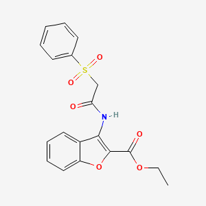 molecular formula C19H17NO6S B2662629 Ethyl 3-(2-(phenylsulfonyl)acetamido)benzofuran-2-carboxylate CAS No. 895460-10-3