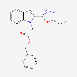 molecular formula C21H19N3O3 B2662670 benzyl 2-(2-(5-ethyl-1,3,4-oxadiazol-2-yl)-1H-indol-1-yl)acetate CAS No. 921547-39-9
