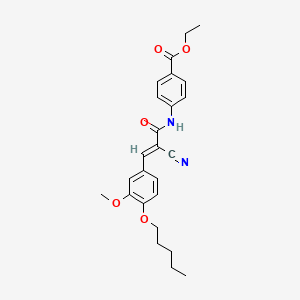 molecular formula C25H28N2O5 B2662691 ethyl 4-{2-cyano-3-[3-methoxy-4-(pentyloxy)phenyl]prop-2-enamido}benzoate CAS No. 380434-53-7