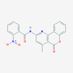molecular formula C20H13N3O5 B2662751 N-{4-methyl-5-oxo-5H-chromeno[4,3-b]pyridin-2-yl}-2-nitrobenzamide CAS No. 851411-29-5