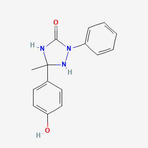 molecular formula C15H15N3O2 B2662761 5-(4-Hydroxyphenyl)-5-methyl-2-phenyl-1,2,4-triazolidin-3-one CAS No. 245039-31-0