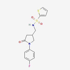 molecular formula C15H15FN2O3S2 B2662775 N-((1-(4-fluorophenyl)-5-oxopyrrolidin-3-yl)methyl)thiophene-2-sulfonamide CAS No. 954656-16-7