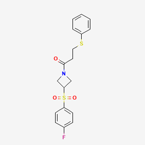 B2662780 1-(3-((4-Fluorophenyl)sulfonyl)azetidin-1-yl)-3-(phenylthio)propan-1-one CAS No. 1797303-04-8