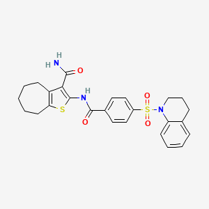 2-(4-((3,4-dihydroquinolin-1(2H)-yl)sulfonyl)benzamido)-5,6,7,8-tetrahydro-4H-cyclohepta[b]thiophene-3-carboxamide