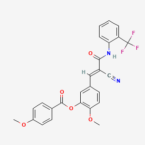 [5-[(E)-2-cyano-3-oxo-3-[2-(trifluoromethyl)anilino]prop-1-enyl]-2-methoxyphenyl] 4-methoxybenzoate