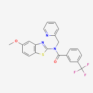 molecular formula C22H16F3N3O2S B2662845 N-(5-methoxy-1,3-benzothiazol-2-yl)-N-[(pyridin-2-yl)methyl]-3-(trifluoromethyl)benzamide CAS No. 942002-91-7