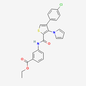 molecular formula C24H19ClN2O3S B2662851 ethyl 3-[4-(4-chlorophenyl)-3-(1H-pyrrol-1-yl)thiophene-2-amido]benzoate CAS No. 1291861-99-8