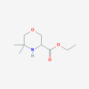 molecular formula C9H17NO3 B2662854 Ethyl 5,5-dimethylmorpholine-3-carboxylate CAS No. 2089701-13-1