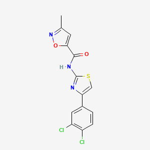 molecular formula C14H9Cl2N3O2S B2662869 N-[4-(3,4-dichlorophenyl)-1,3-thiazol-2-yl]-3-methyl-1,2-oxazole-5-carboxamide CAS No. 946318-41-8