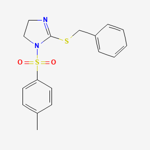 molecular formula C17H18N2O2S2 B2662886 2-Benzylsulfanyl-1-(4-methylphenyl)sulfonyl-4,5-dihydroimidazole CAS No. 868216-60-8