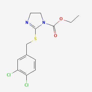 molecular formula C13H14Cl2N2O2S B2662908 ethyl 2-{[(3,4-dichlorophenyl)methyl]sulfanyl}-4,5-dihydro-1H-imidazole-1-carboxylate CAS No. 862827-06-3