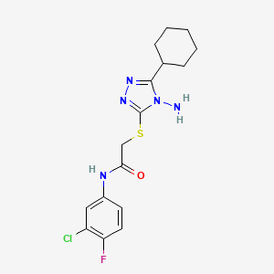 molecular formula C16H19ClFN5OS B2662916 2-((4-amino-5-cyclohexyl-4H-1,2,4-triazol-3-yl)thio)-N-(3-chloro-4-fluorophenyl)acetamide CAS No. 577962-76-6