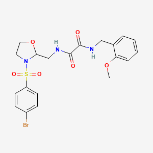 molecular formula C20H22BrN3O6S B2662957 N1-((3-((4-bromophenyl)sulfonyl)oxazolidin-2-yl)methyl)-N2-(2-methoxybenzyl)oxalamide CAS No. 868981-09-3