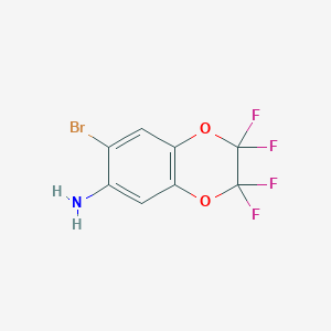 molecular formula C8H4BrF4NO2 B2662962 6-Amino-7-bromo-2,2,3,3-tetrafluoro-1,4-benzodioxane CAS No. 254895-87-9