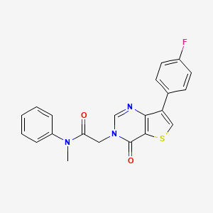 molecular formula C21H16FN3O2S B2662970 2-[7-(4-氟苯基)-4-氧代噻吩并[3,2-d]嘧啶-3(4H)-基]-N-甲基-N-苯基乙酰胺 CAS No. 1207038-23-0