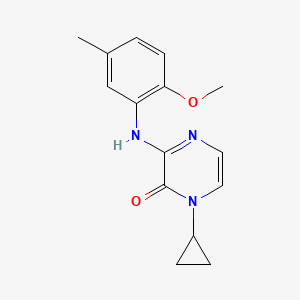 molecular formula C15H17N3O2 B2662979 1-cyclopropyl-3-((2-methoxy-5-methylphenyl)amino)pyrazin-2(1H)-one CAS No. 2310199-64-3