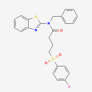 molecular formula C24H21FN2O3S2 B2663001 N-(1,3-benzothiazol-2-yl)-N-benzyl-4-(4-fluorobenzenesulfonyl)butanamide CAS No. 941901-14-0
