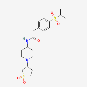 molecular formula C20H30N2O5S2 B2663012 N-(1-(1,1-dioxidotetrahydrothiophen-3-yl)piperidin-4-yl)-2-(4-(isopropylsulfonyl)phenyl)acetamide CAS No. 2034535-54-9