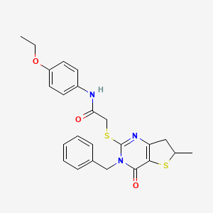 molecular formula C24H25N3O3S2 B2663013 2-((3-benzyl-6-methyl-4-oxo-3,4,6,7-tetrahydrothieno[3,2-d]pyrimidin-2-yl)thio)-N-(4-ethoxyphenyl)acetamide CAS No. 689262-79-1