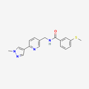 molecular formula C18H18N4OS B2663021 N-((6-(1-methyl-1H-pyrazol-4-yl)pyridin-3-yl)methyl)-3-(methylthio)benzamide CAS No. 2034609-05-5