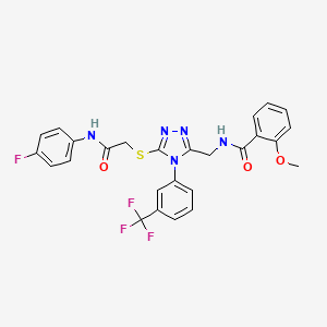 molecular formula C26H21F4N5O3S B2663024 N-{[5-({[(4-fluorophenyl)carbamoyl]methyl}sulfanyl)-4-[3-(trifluoromethyl)phenyl]-4H-1,2,4-triazol-3-yl]methyl}-2-methoxybenzamide CAS No. 393841-17-3