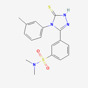 molecular formula C17H18N4O2S2 B2663052 N,N-dimethyl-3-[4-(3-methylphenyl)-5-sulfanyl-4H-1,2,4-triazol-3-yl]benzene-1-sulfonamide CAS No. 380436-87-3
