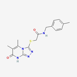 molecular formula C17H19N5O2S B2663066 2-((5,6-dimethyl-7-oxo-7,8-dihydro-[1,2,4]triazolo[4,3-a]pyrimidin-3-yl)thio)-N-(4-methylbenzyl)acetamide CAS No. 891132-30-2