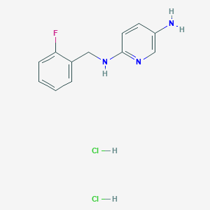 molecular formula C12H14Cl2FN3 B2663090 N2-(2-Fluorobenzyl)pyridine-2,5-diamine dihydrochloride CAS No. 1417636-43-1