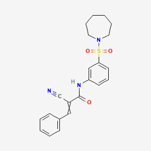 molecular formula C22H23N3O3S B2663095 N-[3-(azepane-1-sulfonyl)phenyl]-2-cyano-3-phenylprop-2-enamide CAS No. 750611-62-2
