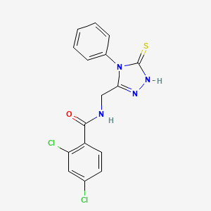 molecular formula C16H12Cl2N4OS B2663100 2,4-dichloro-N-[(4-phenyl-5-sulfanylidene-4,5-dihydro-1H-1,2,4-triazol-3-yl)methyl]benzamide CAS No. 391886-89-8