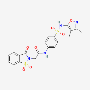 molecular formula C20H18N4O7S2 B2663125 N-(4-(N-(3,4-dimethylisoxazol-5-yl)sulfamoyl)phenyl)-2-(1,1-dioxido-3-oxobenzo[d]isothiazol-2(3H)-yl)acetamide CAS No. 899757-04-1