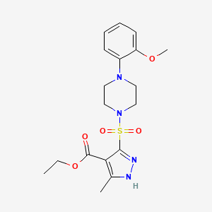 molecular formula C18H24N4O5S B2663132 ethyl 5-((4-(2-methoxyphenyl)piperazin-1-yl)sulfonyl)-3-methyl-1H-pyrazole-4-carboxylate CAS No. 1301766-48-2