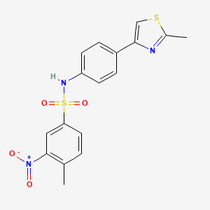 molecular formula C17H15N3O4S2 B2663136 4-methyl-N-[4-(2-methyl-1,3-thiazol-4-yl)phenyl]-3-nitrobenzene-1-sulfonamide CAS No. 393837-81-5