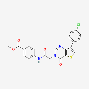 molecular formula C22H16ClN3O4S B2663145 methyl 4-({[7-(4-chlorophenyl)-4-oxothieno[3,2-d]pyrimidin-3(4H)-yl]acetyl}amino)benzoate CAS No. 1105223-41-3