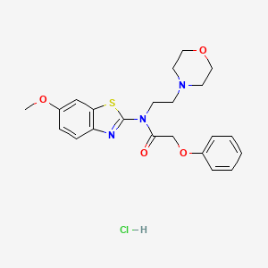 molecular formula C22H26ClN3O4S B2663184 N-(6-methoxybenzo[d]thiazol-2-yl)-N-(2-morpholinoethyl)-2-phenoxyacetamide hydrochloride CAS No. 1215837-59-4