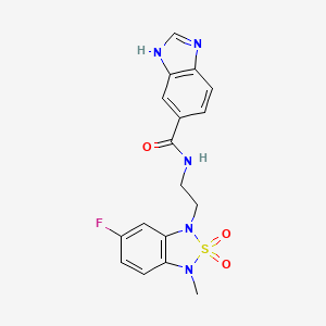 molecular formula C17H16FN5O3S B2663204 N-(2-(6-fluoro-3-methyl-2,2-dioxidobenzo[c][1,2,5]thiadiazol-1(3H)-yl)ethyl)-1H-benzo[d]imidazole-5-carboxamide CAS No. 2034542-87-3