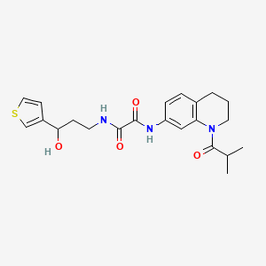 molecular formula C22H27N3O4S B2663213 N-[3-hydroxy-3-(thiophen-3-yl)propyl]-N'-[1-(2-methylpropanoyl)-1,2,3,4-tetrahydroquinolin-7-yl]ethanediamide CAS No. 2034539-69-8