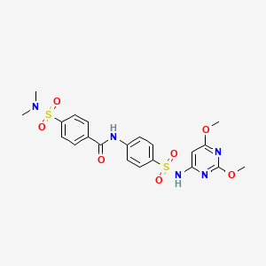 molecular formula C21H23N5O7S2 B2663238 N-{4-[(2,6-Dimethoxypyrimidin-4-YL)sulfamoyl]phenyl}-4-(dimethylsulfamoyl)benzamide CAS No. 313960-41-7