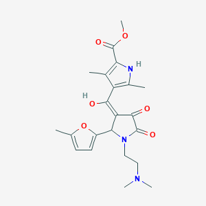 molecular formula C22H27N3O6 B2663242 methyl 4-(1-(2-(dimethylamino)ethyl)-4-hydroxy-2-(5-methylfuran-2-yl)-5-oxo-2,5-dihydro-1H-pyrrole-3-carbonyl)-3,5-dimethyl-1H-pyrrole-2-carboxylate CAS No. 847368-60-9