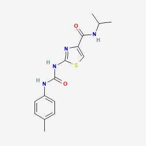 molecular formula C15H18N4O2S B2663246 N-isopropyl-2-(3-(p-tolyl)ureido)thiazole-4-carboxamide CAS No. 955754-33-3