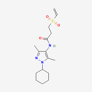 N-(1-Cyclohexyl-3,5-dimethylpyrazol-4-yl)-3-ethenylsulfonylpropanamide