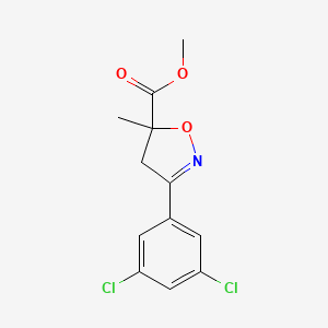 molecular formula C12H11Cl2NO3 B2663268 methyl 3-(3,5-dichlorophenyl)-5-methyl-4,5-dihydro-1,2-oxazole-5-carboxylate CAS No. 1584172-46-2