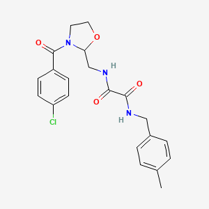 molecular formula C21H22ClN3O4 B2663281 N1-((3-(4-chlorobenzoyl)oxazolidin-2-yl)methyl)-N2-(4-methylbenzyl)oxalamide CAS No. 874804-98-5