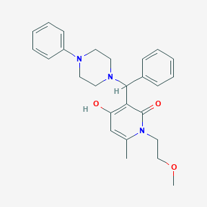 4-hydroxy-1-(2-methoxyethyl)-6-methyl-3-(phenyl(4-phenylpiperazin-1-yl)methyl)pyridin-2(1H)-one
